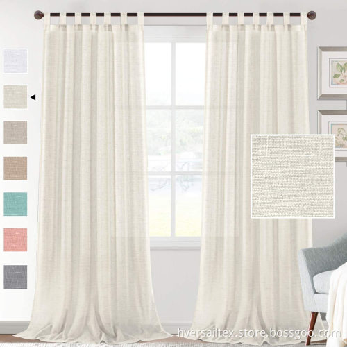 Natural Linen Curtains Textured Woven Linen Sheer Curtains